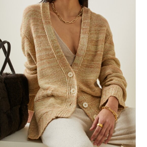 Leset Wool Cashmere Zoe V Neck Cardigan Sweater O/S - Picture 1 of 11